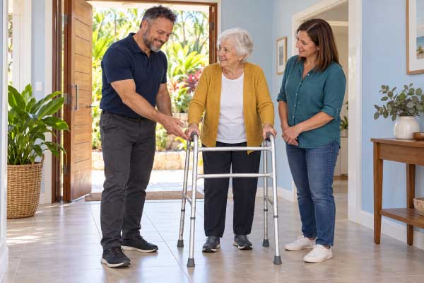Safe walking frame guidance at home